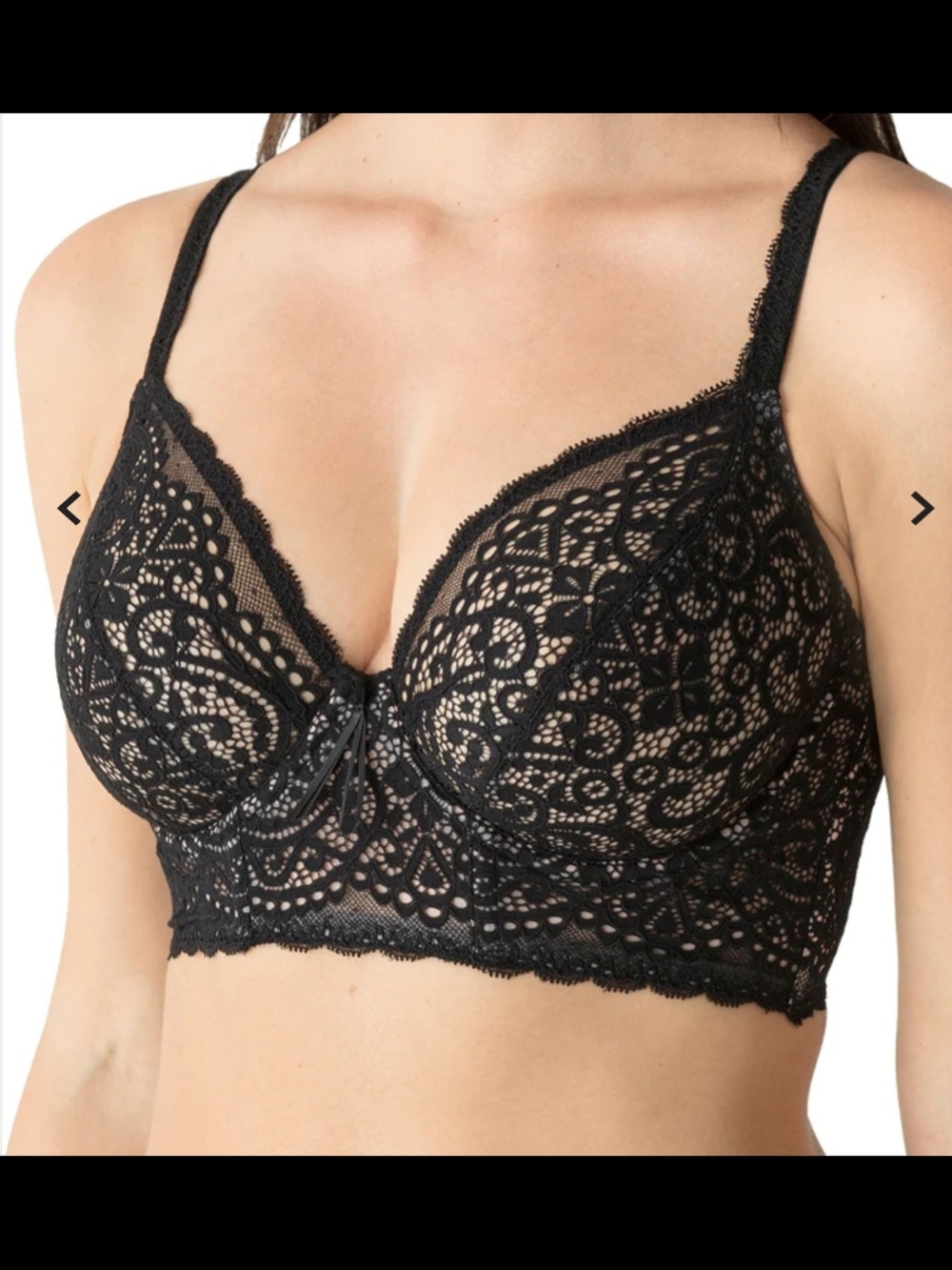 Sexy Prima DonnaTwistBlack Lace Longline Underwire Bra with Scalloped Detailing